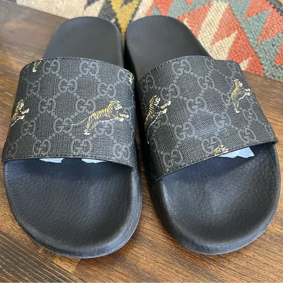 GUCCI GG Supreme Tiger Slide Sandals Gucci Size 10 US10.5 - Picture 3 of 15